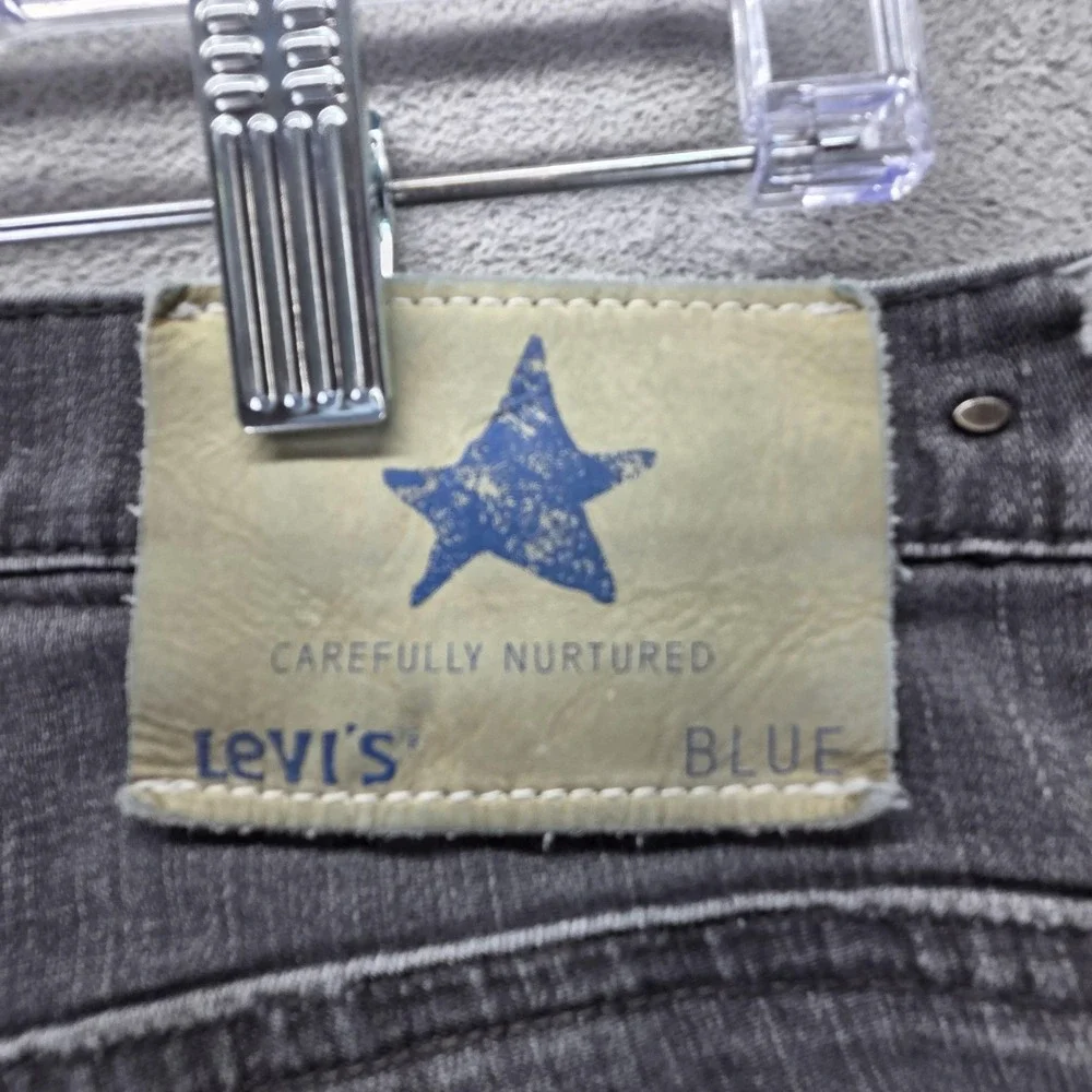 Vintage Levis Blue Star Jeans Mens 34x34 Gray Charcoal Wash Zip Fly Engineered